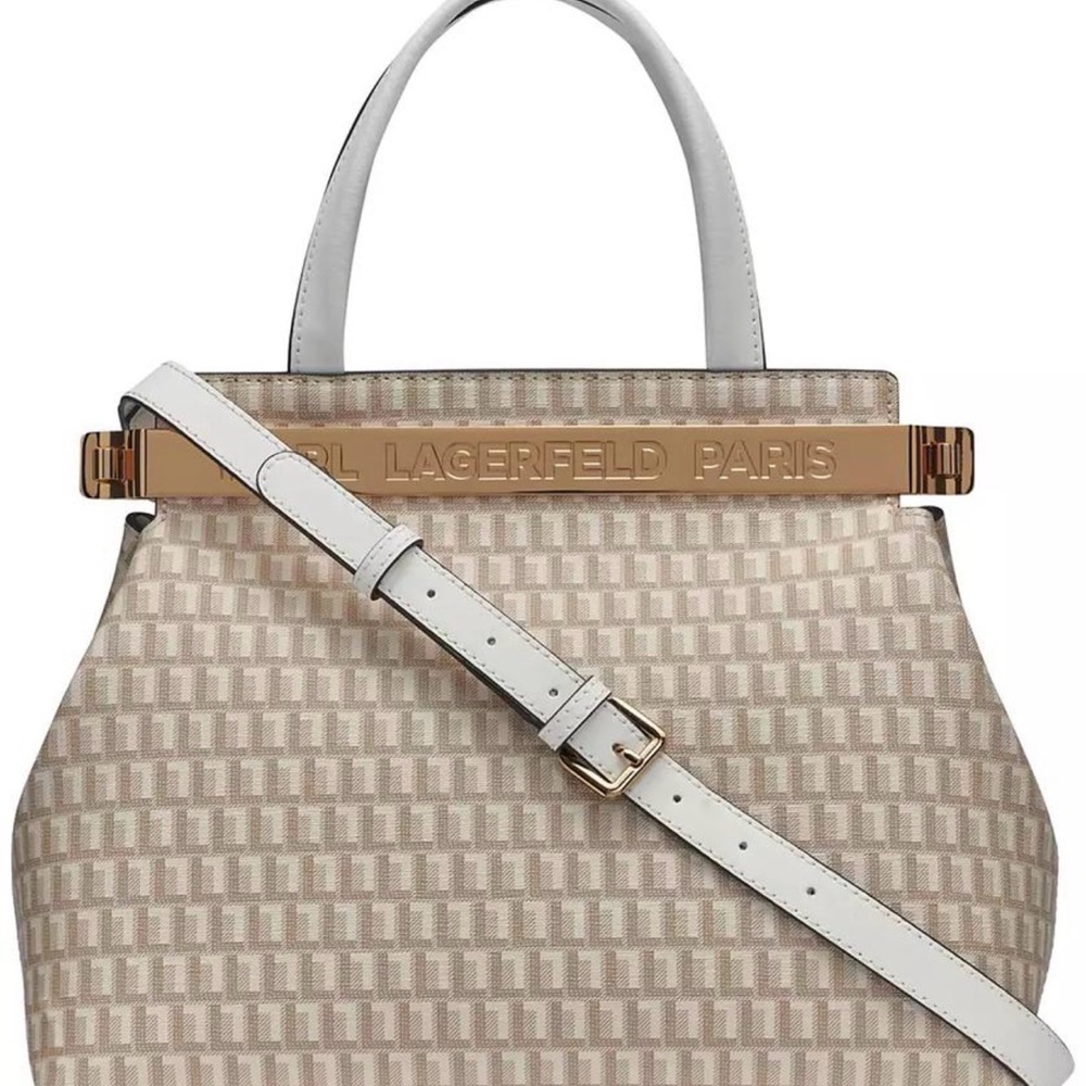 Karl Lagerfeld Beige and White Satchel